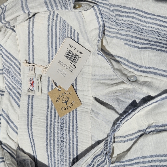 Faherty Blue and White Striped Cotton Shirt Dress - Picture 3 of 3